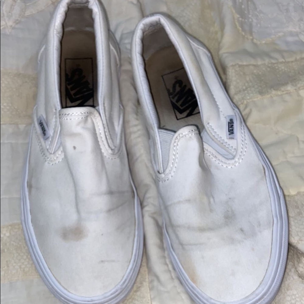 White Slip On Vans